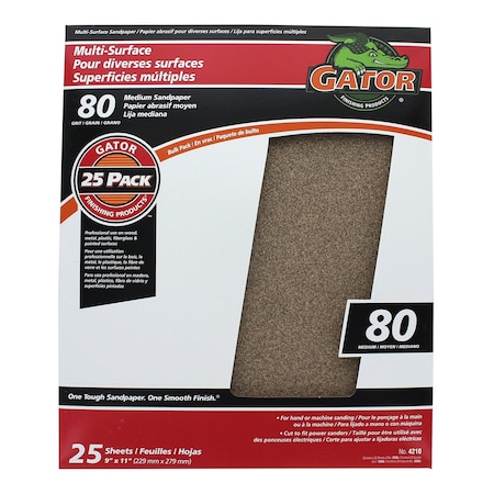 Gator Grit Gator 11 in. L X 9 in. W 80 Grit Aluminum Oxide Sandpaper 1 pk 3265